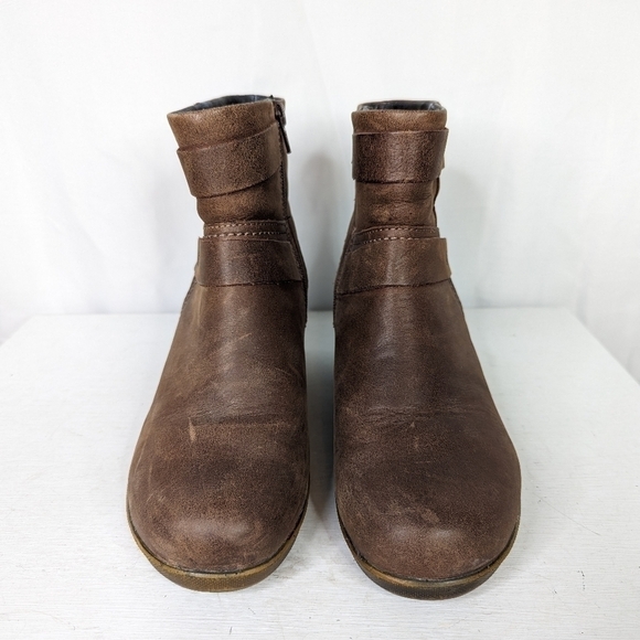 Keen Kate Leather Wedge Zip Up Ankle Bootie Boots - Picture 4 of 8